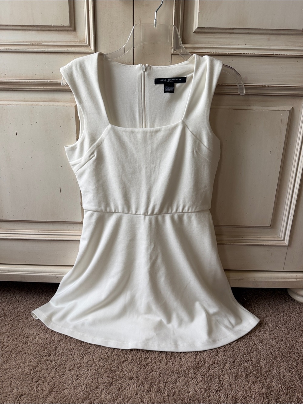 French Connection Cream Square-Neck Mini Dress
